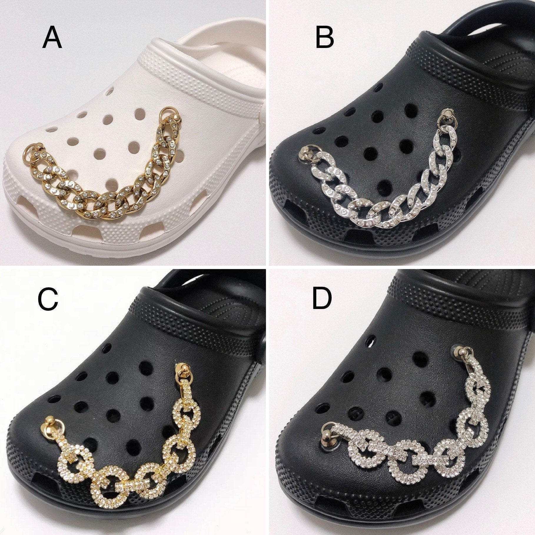 High Quality Gold and Silver Rhinestone Brand Chain Charms for Crocs. –  shop.ylfaith