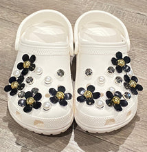 Load image into Gallery viewer, Crocs Charm BLACK Daisy Floral / Pearl / Diamond (12pcs / 24pcs) Shoe Decoration Accessories for Girls and Adult Women
