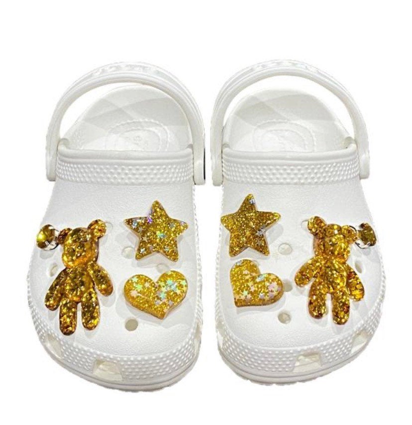 Shoe Charms High Quality Bear, Heart, Star Combination Decoration Set. Croc Accessories for Girls and Adult Women