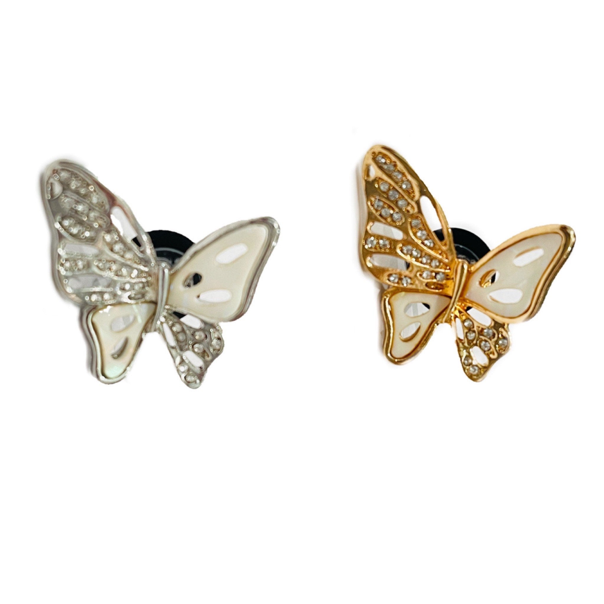 Shoe Charms ( 8pcs ) Elegance Butterfly Gold & Silver Rhinestone for y –  shop.ylfaith