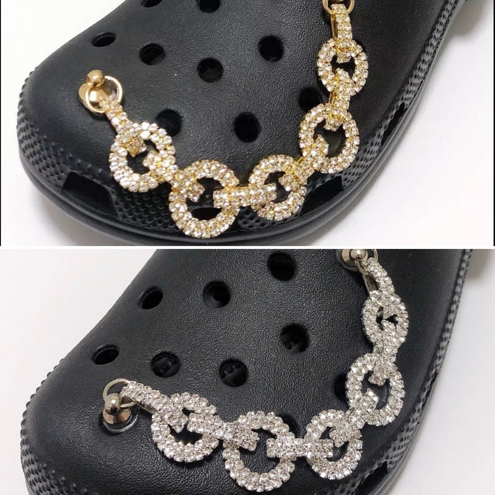 High Quality Gold and Silver Rhinestone Brand Chain Charms for Crocs. –  shop.ylfaith