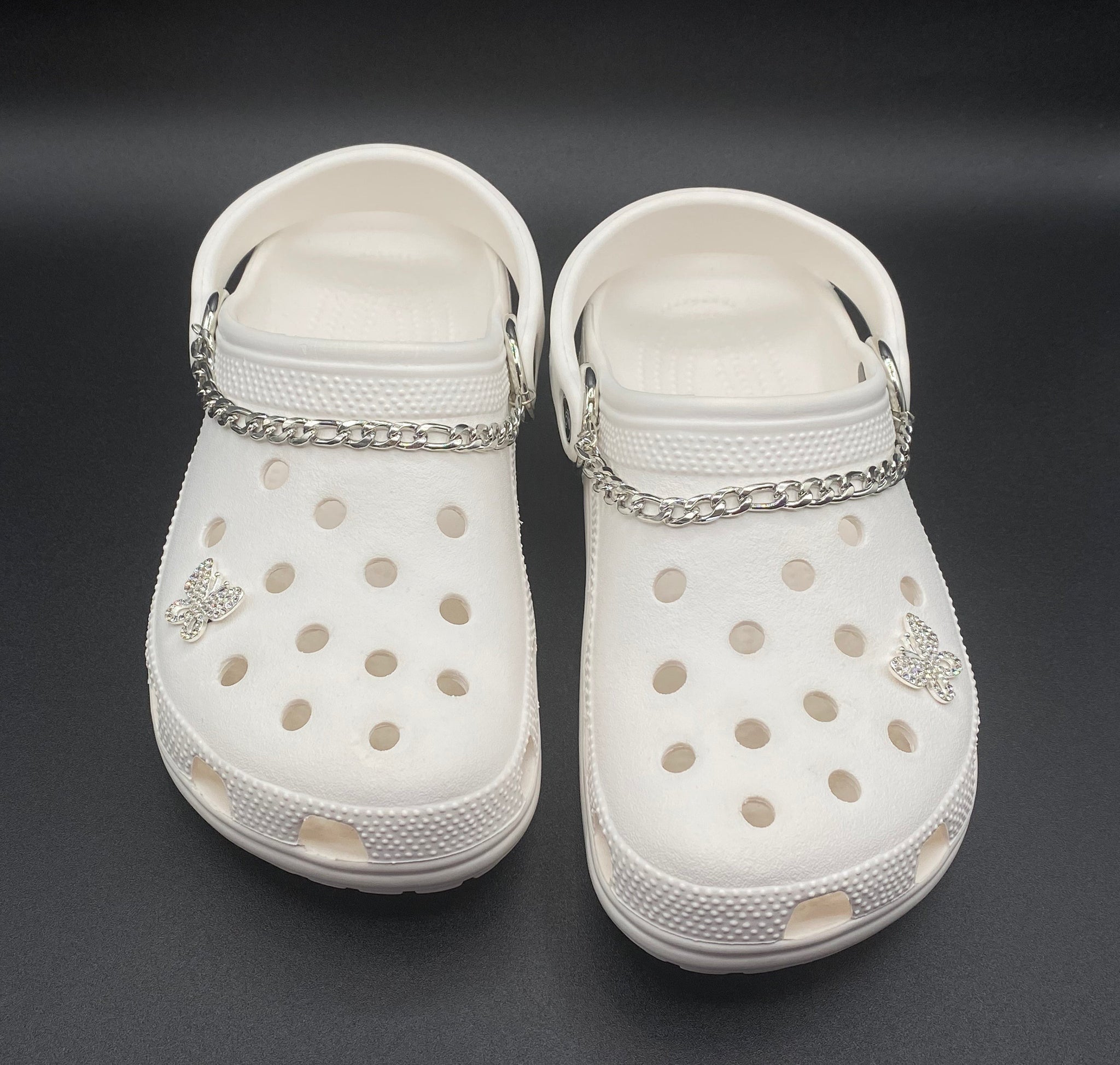 Crocs 2set Beautifully Dia pearl on sale Silver chain set