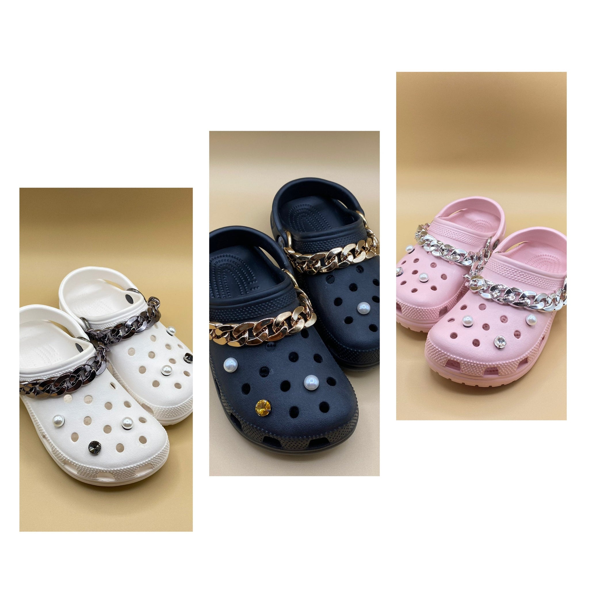 Crocs Chains High Quality Bling Shiny Gold/Silver/Grey Set for Crocs. –  shop.ylfaith