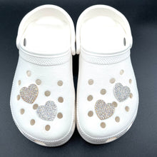 Load image into Gallery viewer, Crocs High Quality Rhinestone Lovely Bling Heart Gold and Silver Set. Charms for Crocs.
